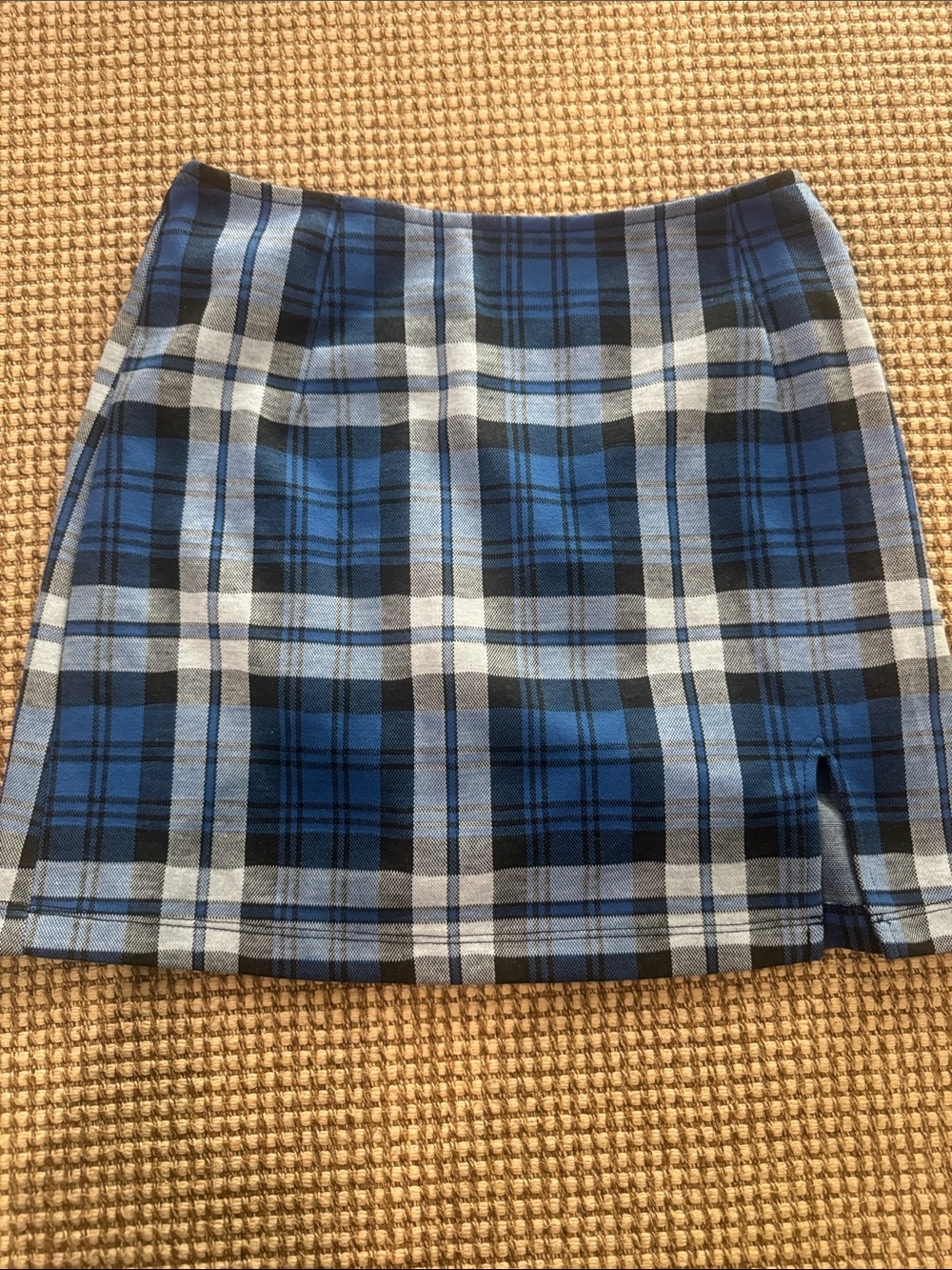 Motel Blue Plaid Mini Skirt